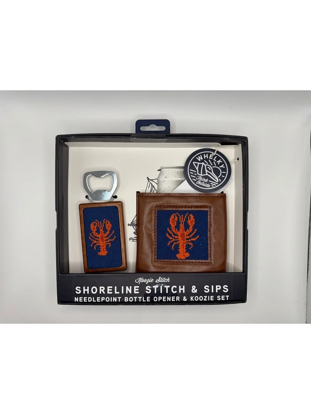Whelky Shoreline Stitch & Sips Needlepoint Bottle Opener & Koozie Set